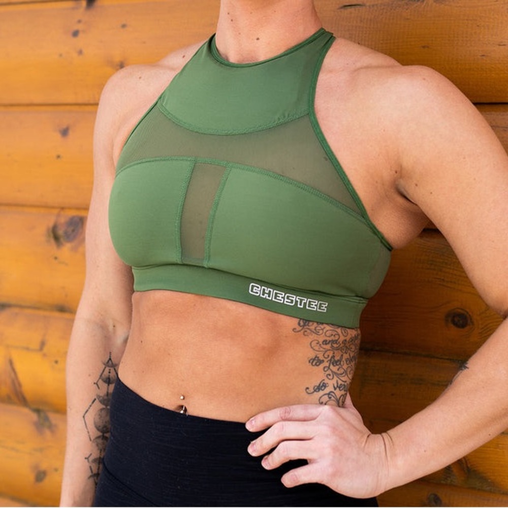 CHESTEE BACK ME UP OD GREEN Sports Bra